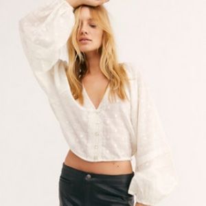 Free People One Fine Day Blouse in Ivory